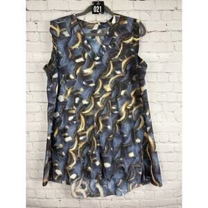 SKIF SKIFO Oversize Women’s Blue Print Sleeveless Shift Tunic Dress OS